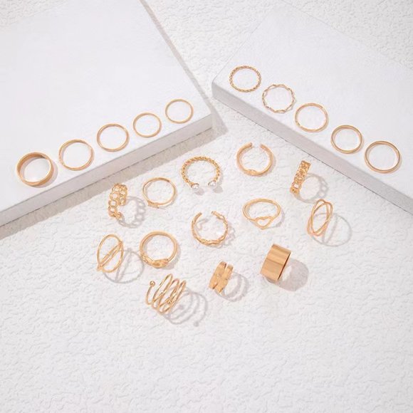 3/$35 Vintage Gold Plated Stackable Joint Knuckle Rings Set Pack Heart Pack - Picture 7 of 8